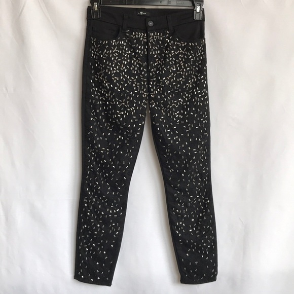 7 for All Mankind black sparkle-front jeans, sz 28 - Picture 1 of 10